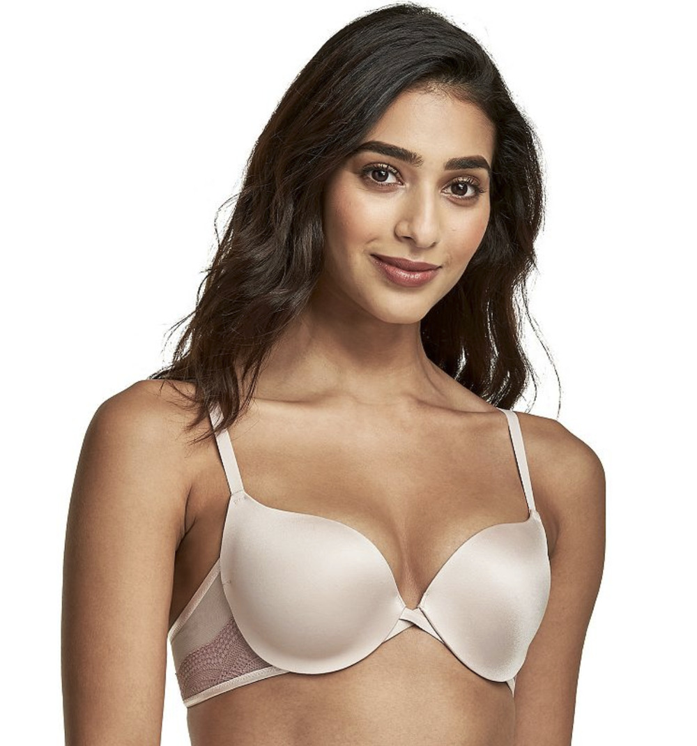 Maidenform Women Love The Lift Push Up Satin Lace Demi Bra Sandshell Size 36D
